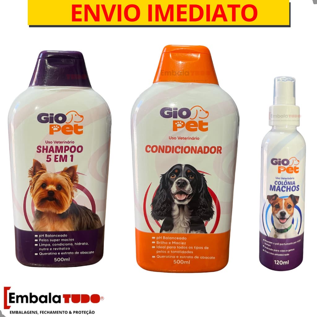 Shampoo para Cachorro 5 em 1 + Condicionador + Perfume para Cães e Gatos Gio Pet