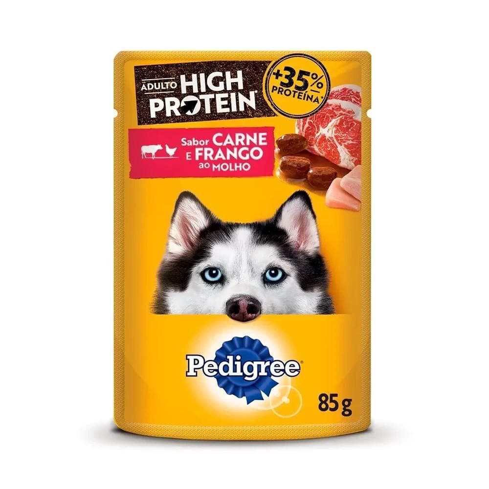 Ração Úmida Sachê High Protein Cães Adultos Carne e Frango 85g Pedigree