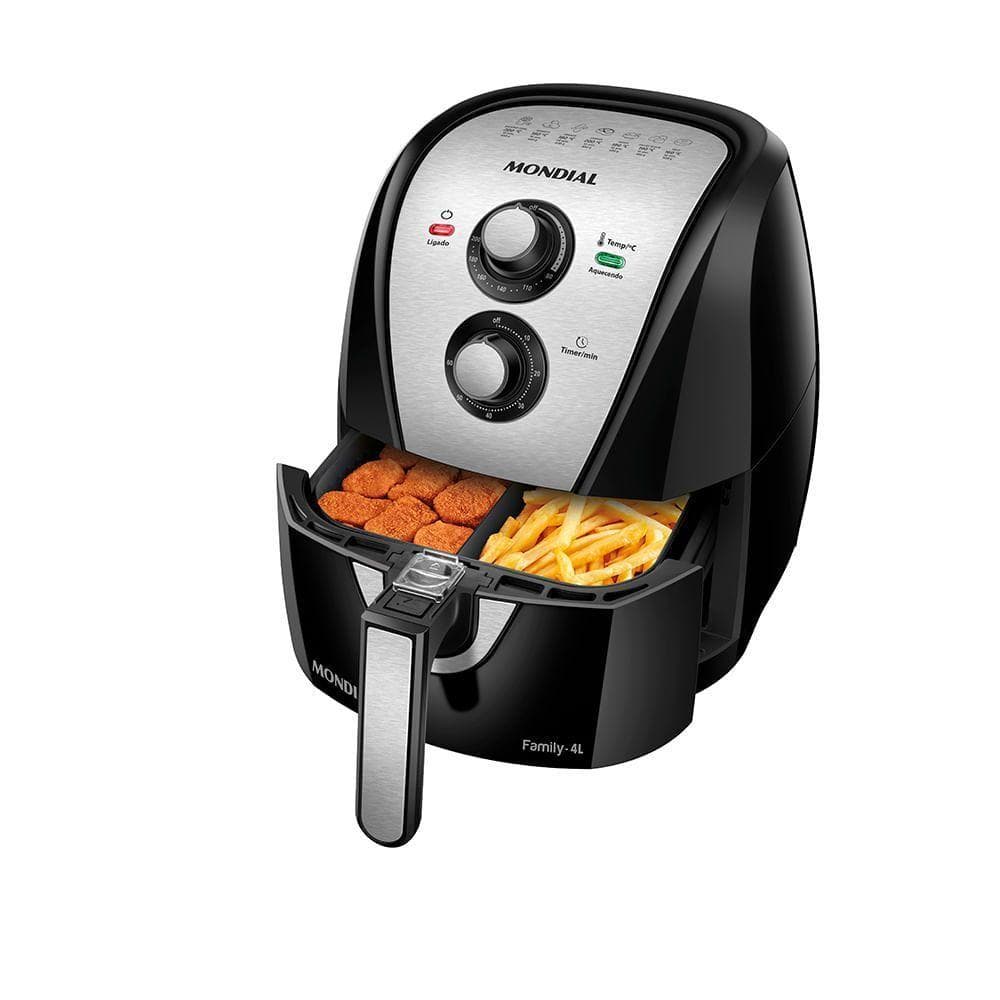 Fritadeira Sem Óleo Com Divisória Air Fryer 4L Mondial Preto/inox 1500W AFD-40-BI 110V