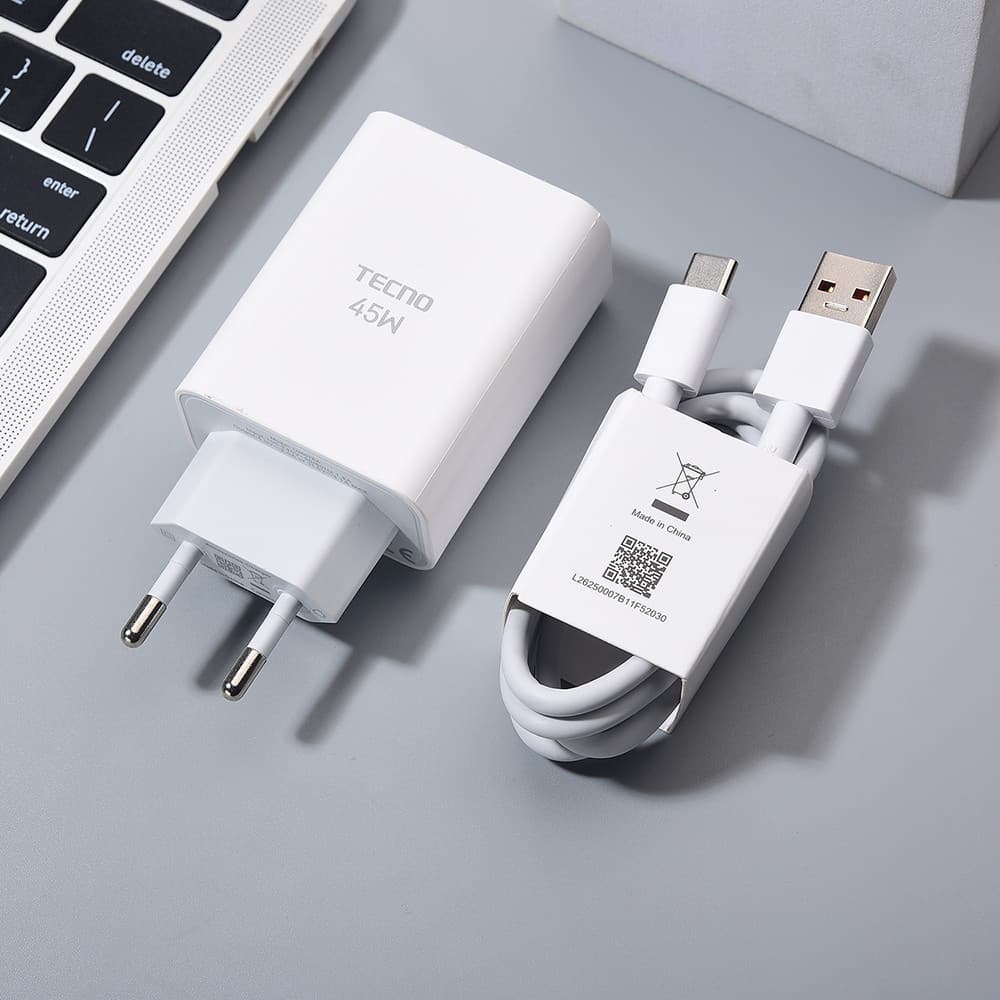 Novo Carregador TECNO 45W Adaptador De Alimentação De Carregamento Super Rápido 6A Cabo USB C Para Camon 40 30 20 Pro 30