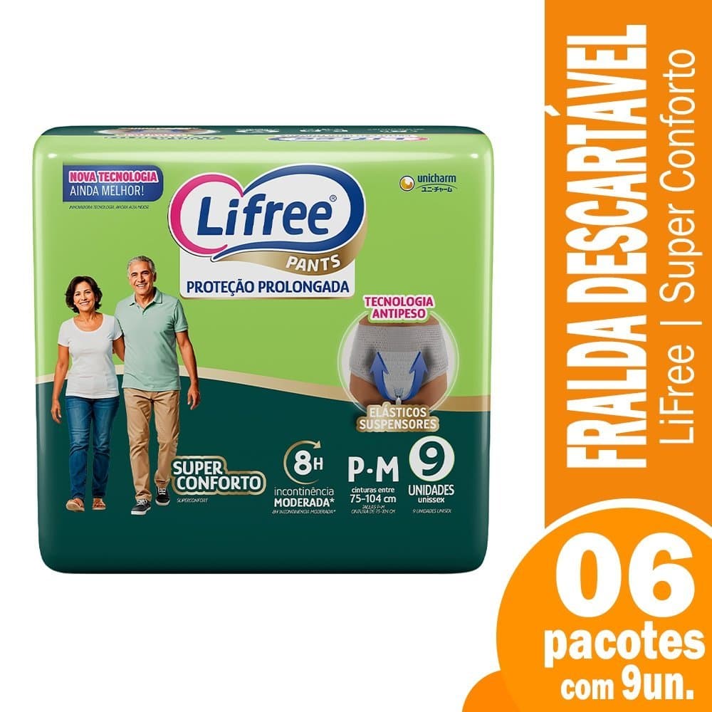 Fralda Descartável Lifree para Adulto Calça Super Conforto Regular