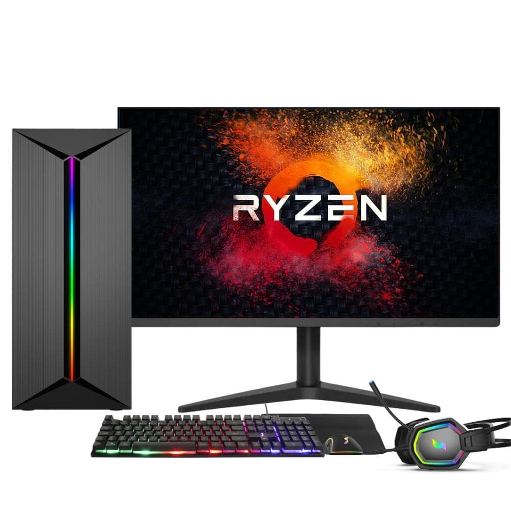 PC Gamer Completo AMD Ryzen 5 5600GT, 16GB DDR4, SSD 256GB, Fonte 500W, Monitor 21.5" 75Hz, 3green Force - 3F-013