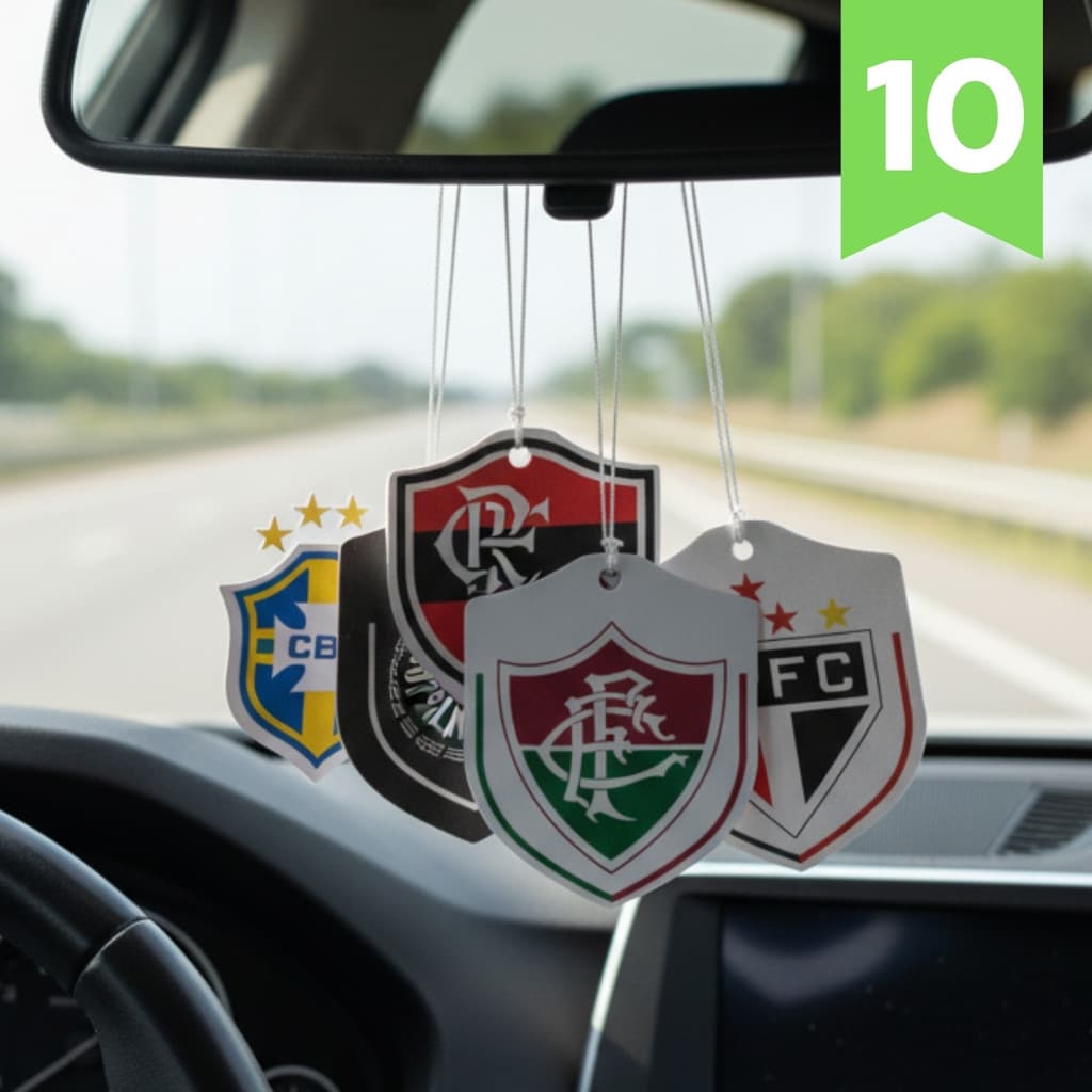 Kit 10x Aromatizante de Carro Time Brasileiros Cheirinho Automotivo Lava Rapido
