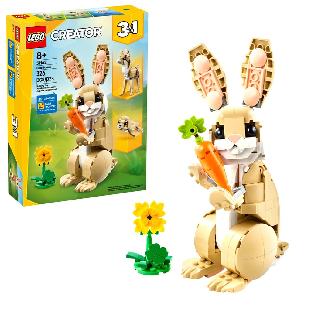LEGO Creator 3 em 1 Coelho Adorável 326 Peças 3 Modelos em 1 Brinquedo de Montar