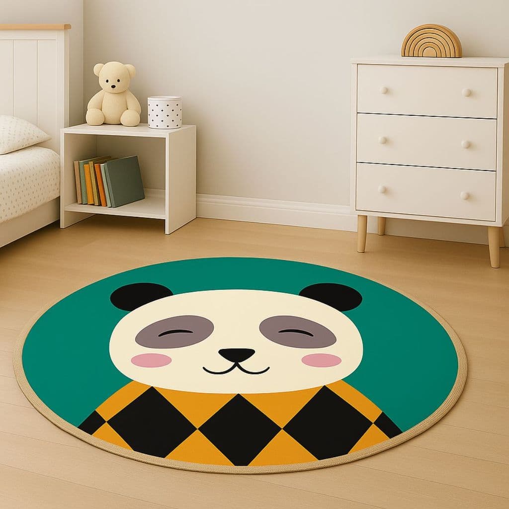 Tapete Redondo Decorativo Infatil 88cm Antiderrapante para Sala e Quarto 2145