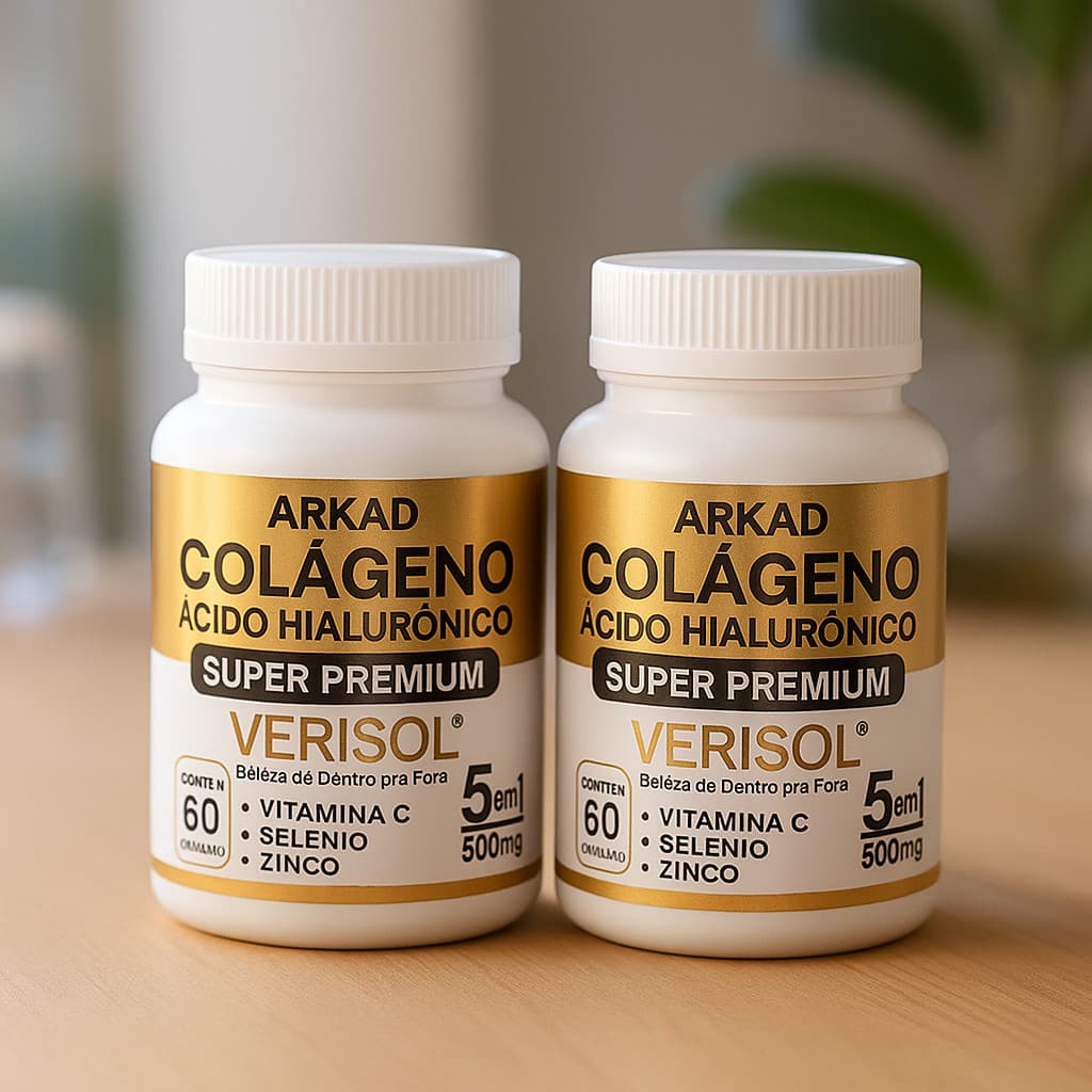 Colágeno Verisol Original com Ácido Hialurônico + Vitamina C | 120 Cápsulas Pele firme, rugas reduzidas e brilho natural