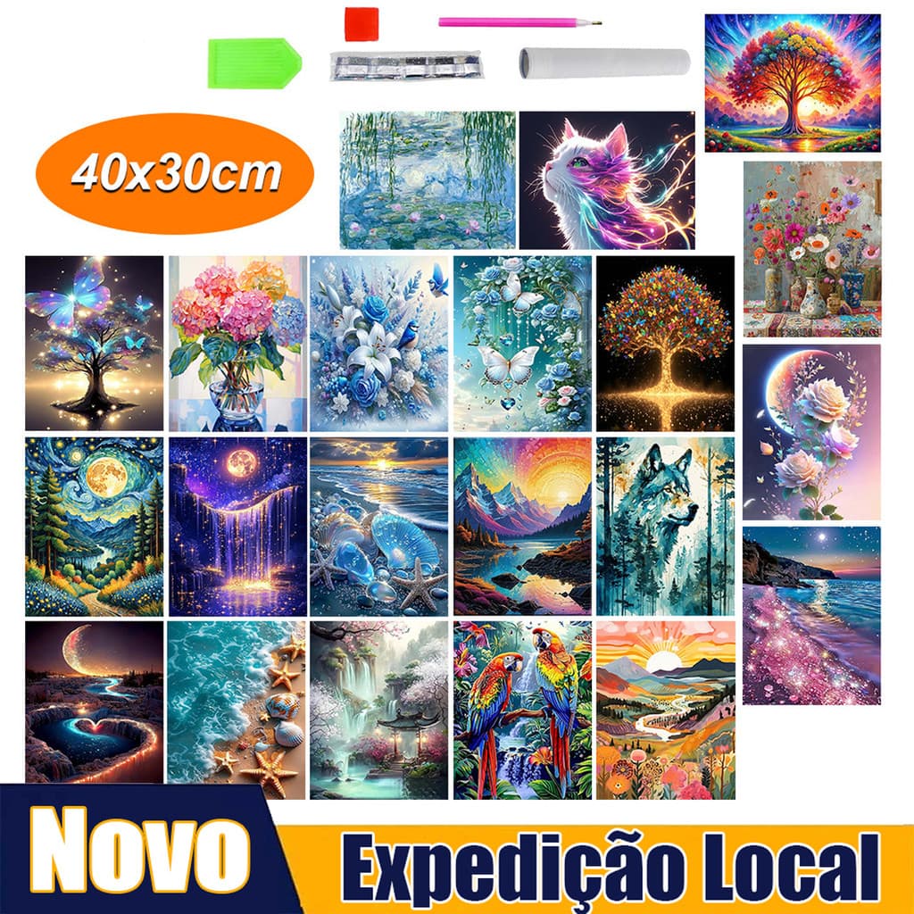 Kit de pintura diamante adulto 30 x 40 cm, Pintura Diamante 5D, artesanato com pedras preciosas