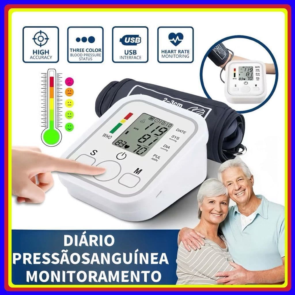 Aparelho Medidor De Pressão Arterial Digital De Alta Qualidade Esfigmomanômetro De Braço Profissional Manômetro Portátil