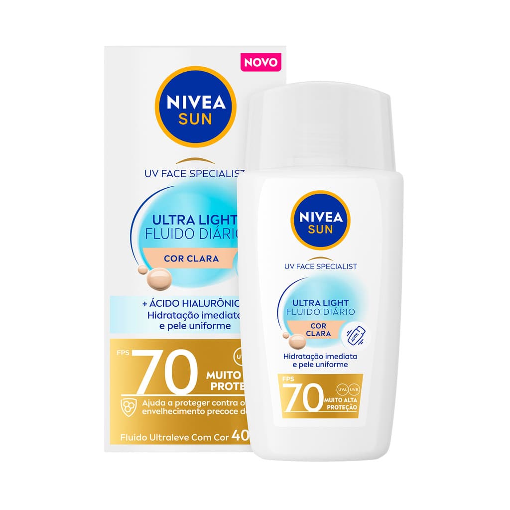 NIVEA SUN Ultra Light Fluido Diário FPS70 Cor Clara - 40ml