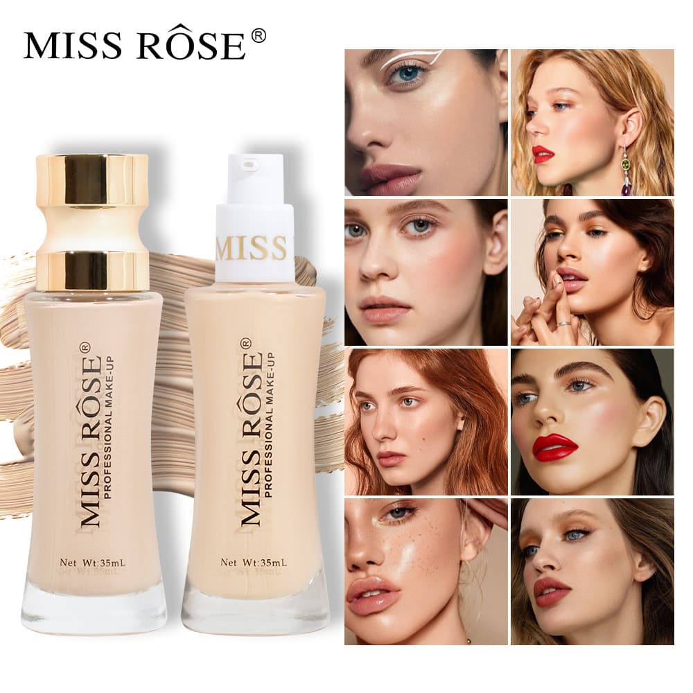 MISS ROSE Maquiagem Facial Duradoura Base Líquida Não-Take-Off Natural Claro Corretivo Luz Hidratante Base Líquida DYSZ
