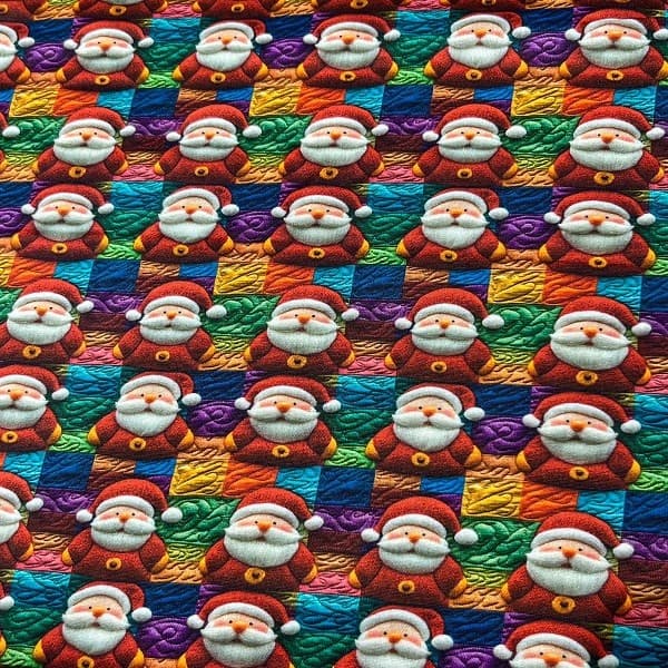 Tecido Tricoline Digital Natal Papai Noel 3D Estilo Patchwork
