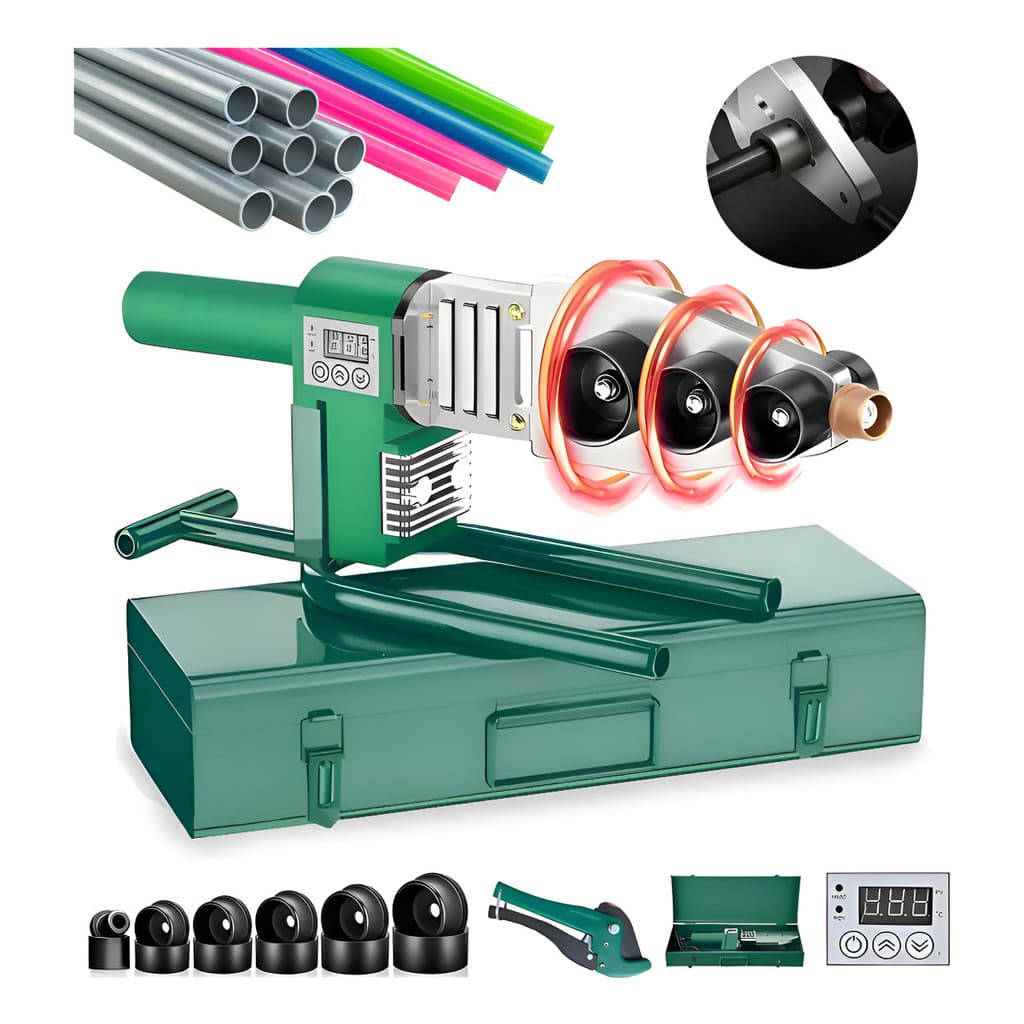 Termofusora PPR 1000W Profissional - 6 Bocais 20 a 63mm - Kit Completo para Instalação de Tubos