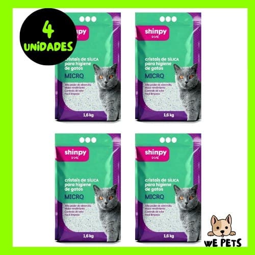 Kit 4 x Areia Sanitária 1,6kg Shinpy Micro Sílica para Gatos