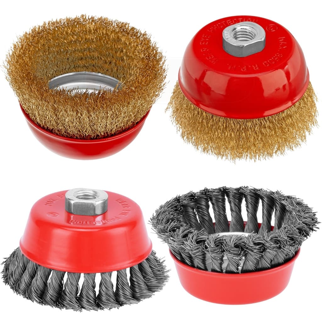 Kit Escova Cônica Latonada 100mm + Escova de Aço Torcida 10mm para Esmerilhadeira, Lixadeira - MTX