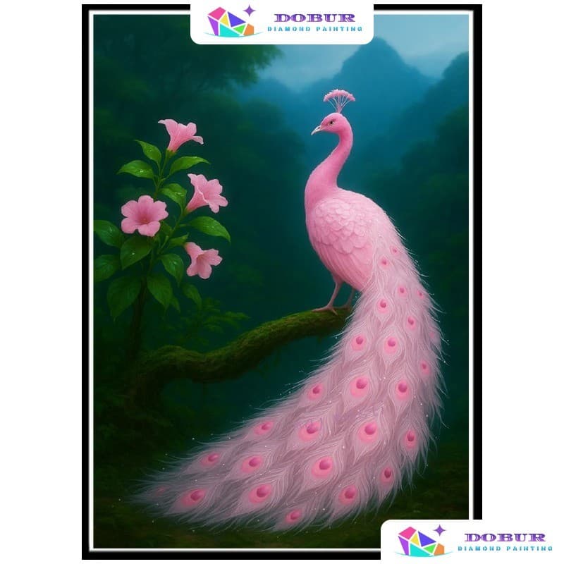 DOBUR | Conjunto De Pintura Diamante Pavão Rosa 5D DIY Redondo/Quadrado Tela De Broca Completa Com Número Artesanato Pre