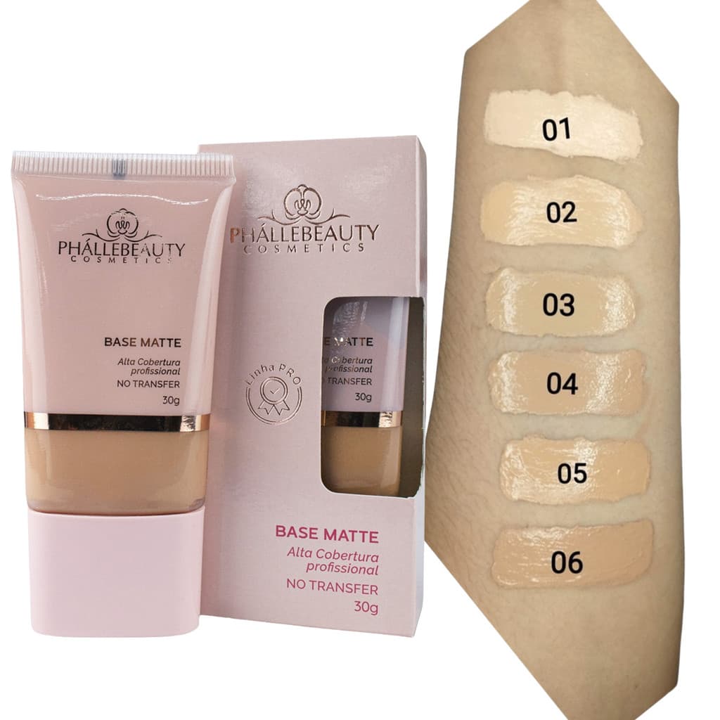 Base Líquida Matte Phállebeauty 30g - Cobertura Profissional com Formulação Vegana Oil-Free