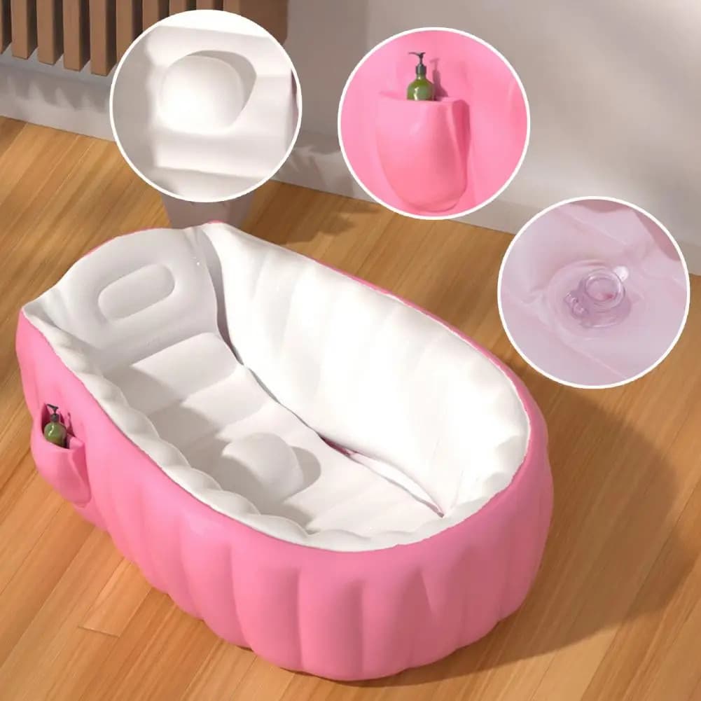 Banheira Portátil Infantil Inflável Anti Deslize Banho Bebê PVC Dobrável