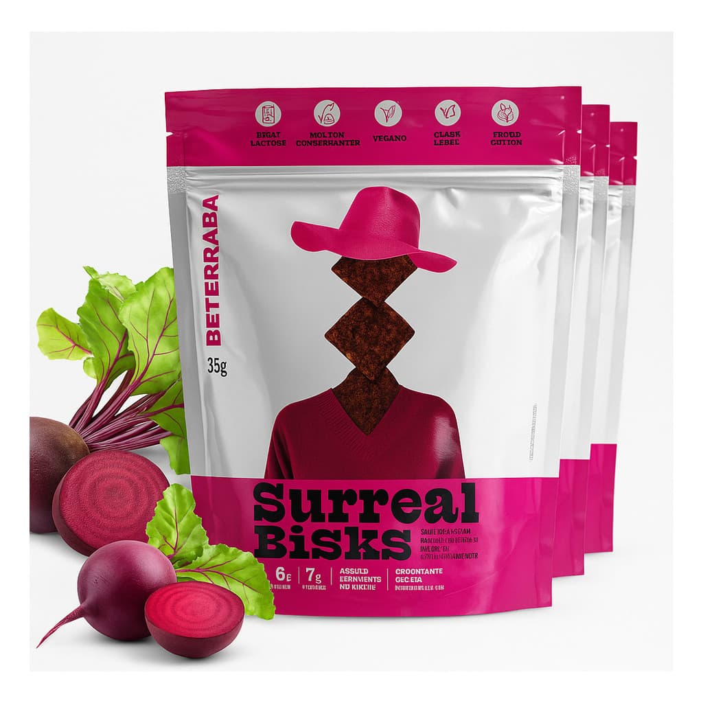 Kit com 3 Unidades Snack Saudável Surreal Bisks Beterraba | Vegano, Natural e Sem Glúten