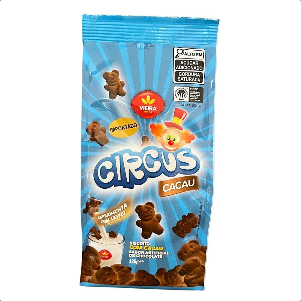 Biscoito Circus Vieira Cacau 125g Doce Importado