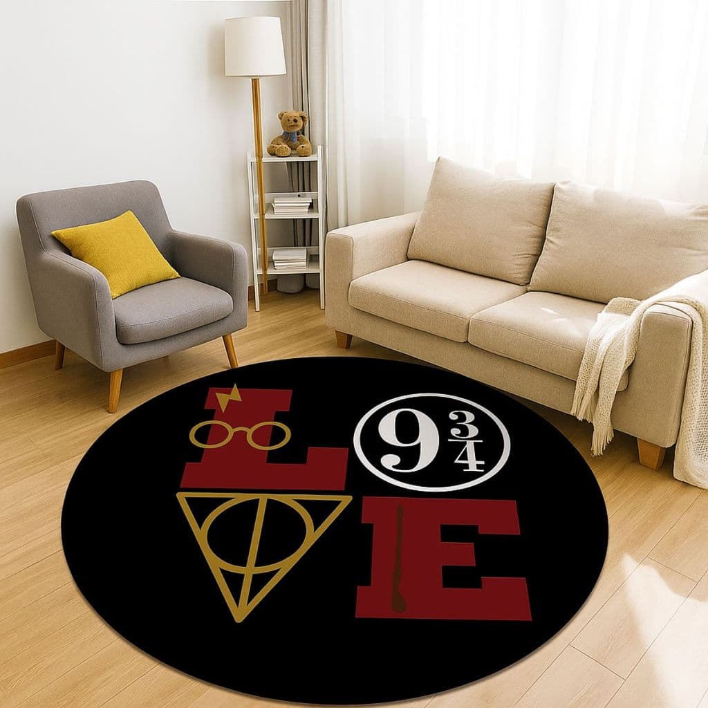 Tapete Redondo Decorativo Harry Potter 88cm Antiderrapante para Sala e Quarto 2147