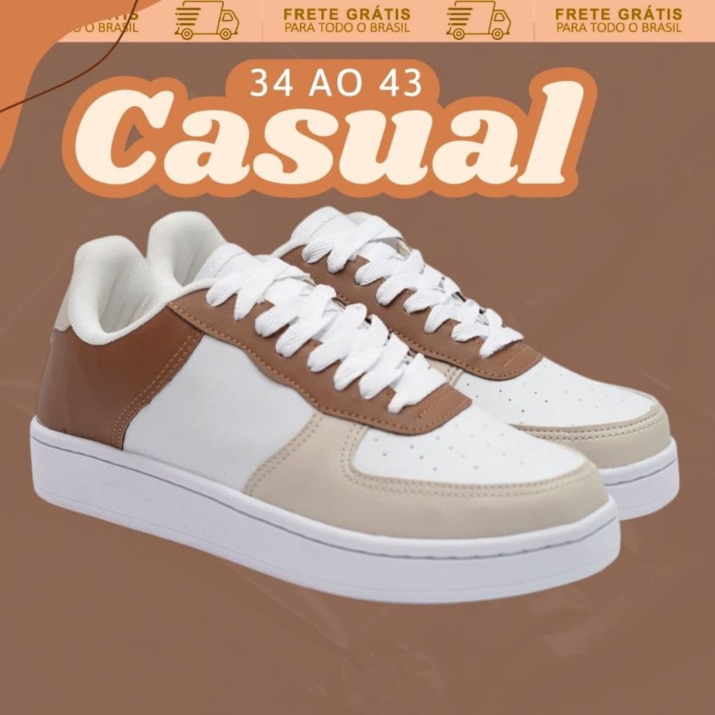 Tênis PROMOÇÃO Várias Cores Casual Feminino Branco 34 ao 43 Barato e Confortável - Envio Rápido