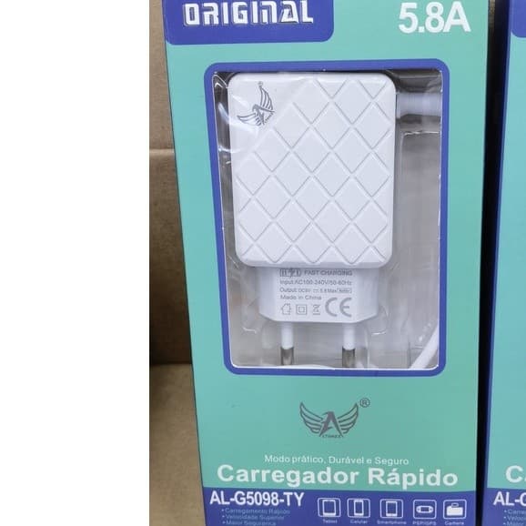 Alta Velocidade Carregador De Celular TIPO-C Inteligente 2 Usb 5.8a  Carga Rápida