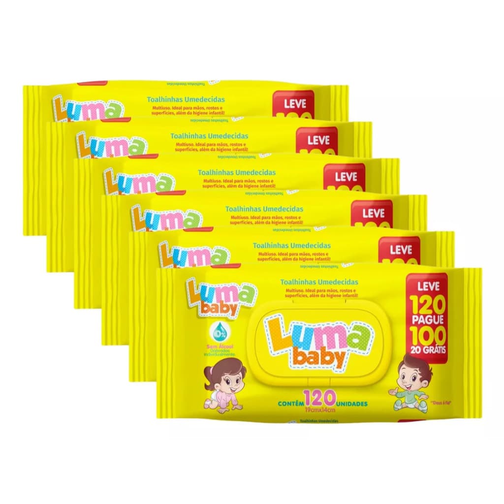 Kit c/6 Toalha Umedecida c/120 Luma Baby
