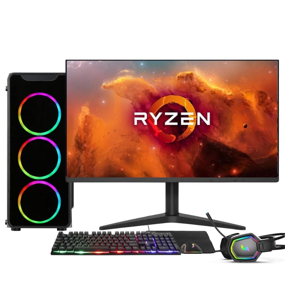 PC Gamer Completo AMD Ryzen 7 5700G, 16GB DDR4, SSD 256GB, Fonte 500W, Monitor 21.5" 75Hz, 3green Force - 3F-011