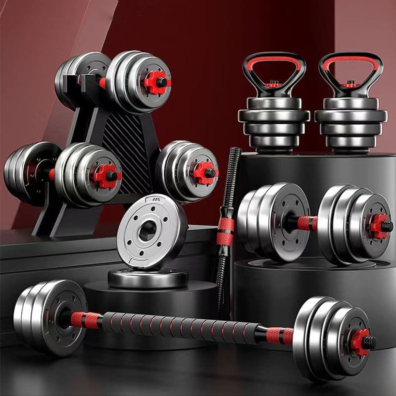 15KG Treino Funcional Halteres Barra Supino Preto Ajustavel Academia em Casa