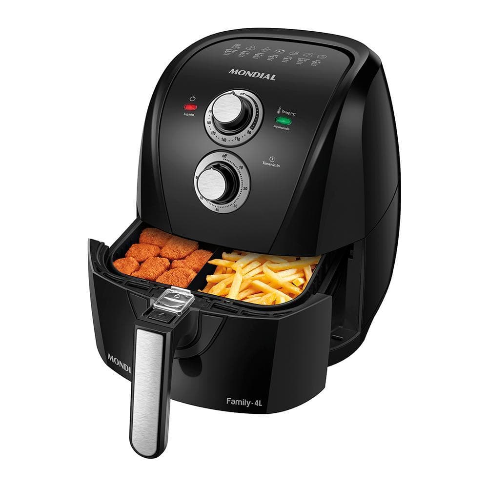 Fritadeira Sem Óleo Air Fryer 4L Mondial Preto/Prata 1500W - AFD-40-BFS