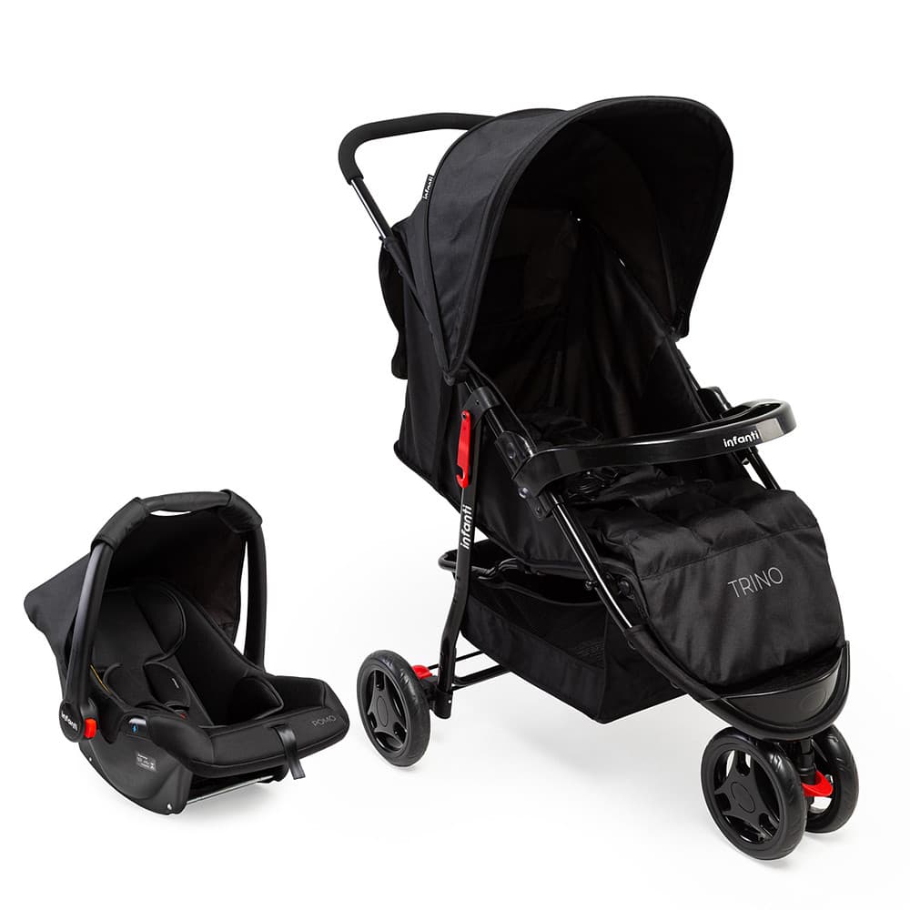 Carrinho Trino DUO Preto com bebê conforto Infanti