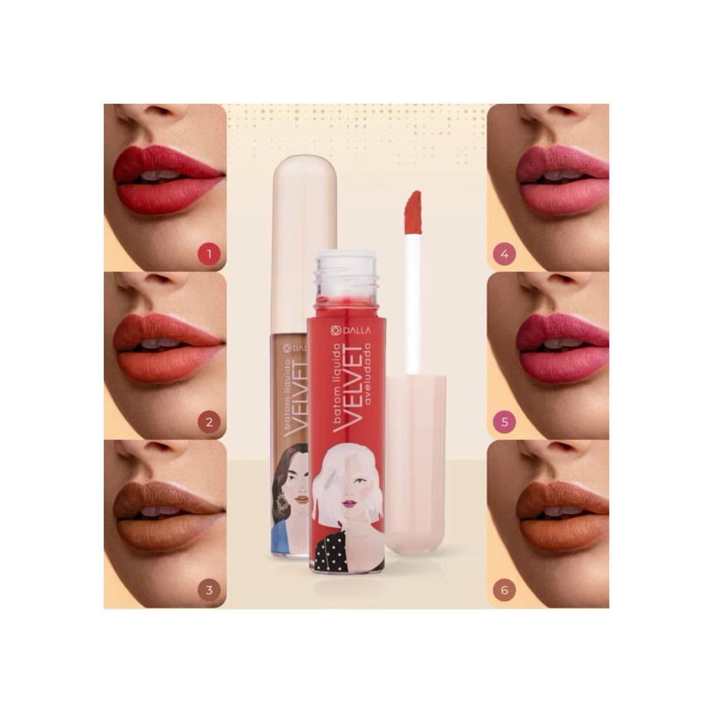 Batom Matte Líquido Aveludado Velvet - Dalla
