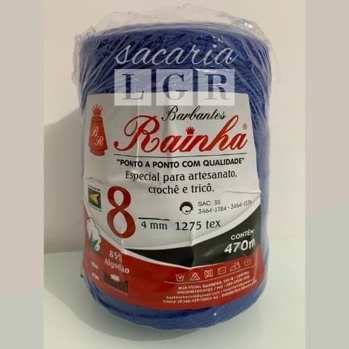 Barbante Para Crochê Tricô Rainha 8 Fios 470m Azul