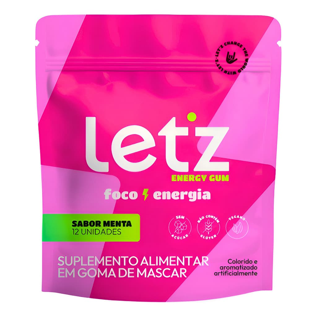 Chiclete Energético Letz Gum Pré Treino Cafeína Taurina 1 Un - Menta
