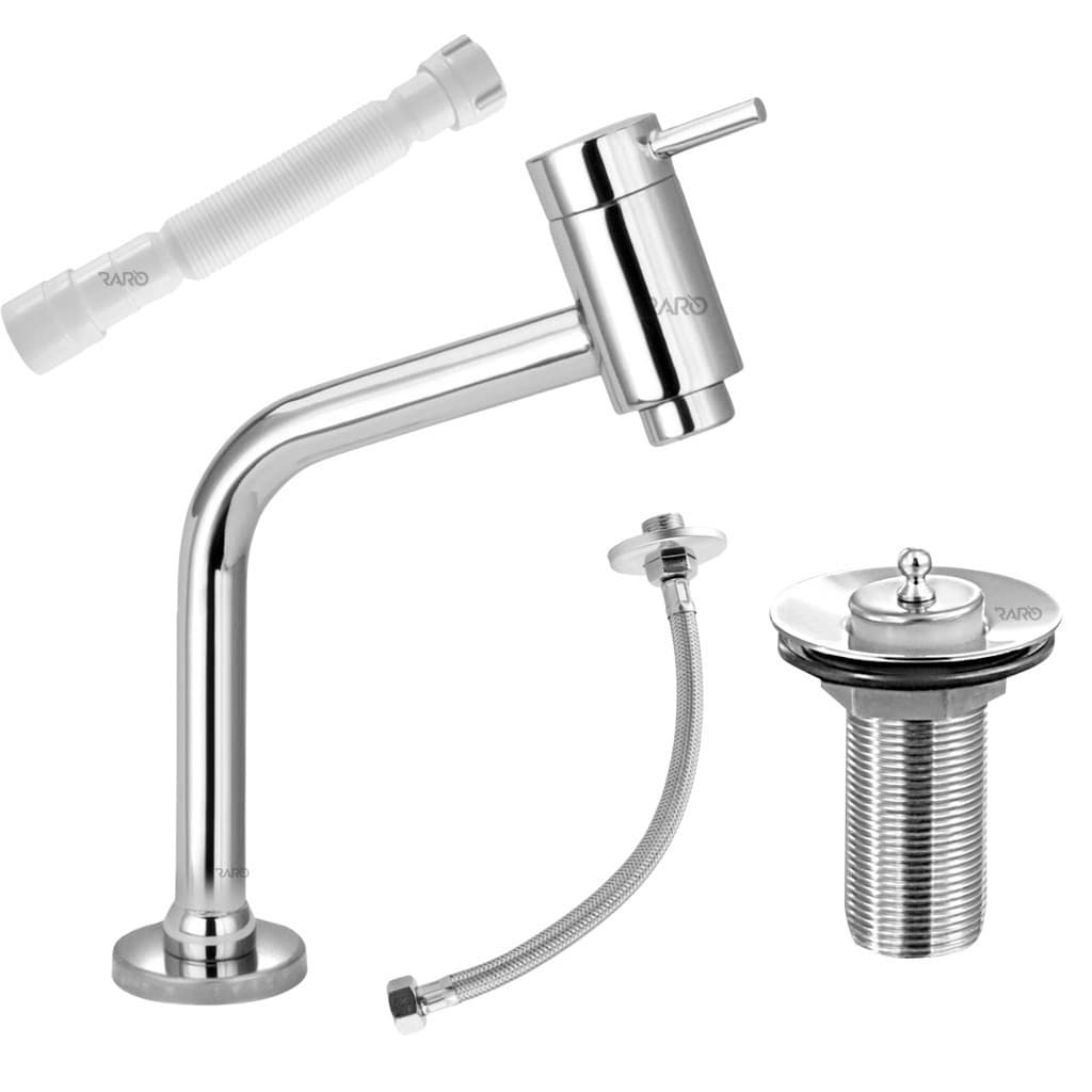 Kit Super Luxo Banheiro Torneira Metal Cromada + Válvula + Engate + Sifão Completo P/ Instalação