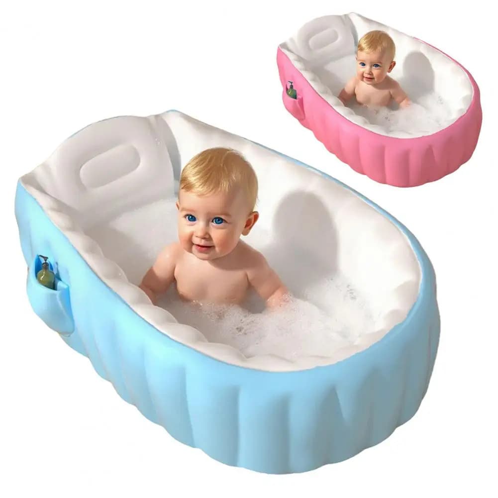 Banheira Portátil Dobrável Infantil Inflável Anti Deslize Banho Bebê PVC