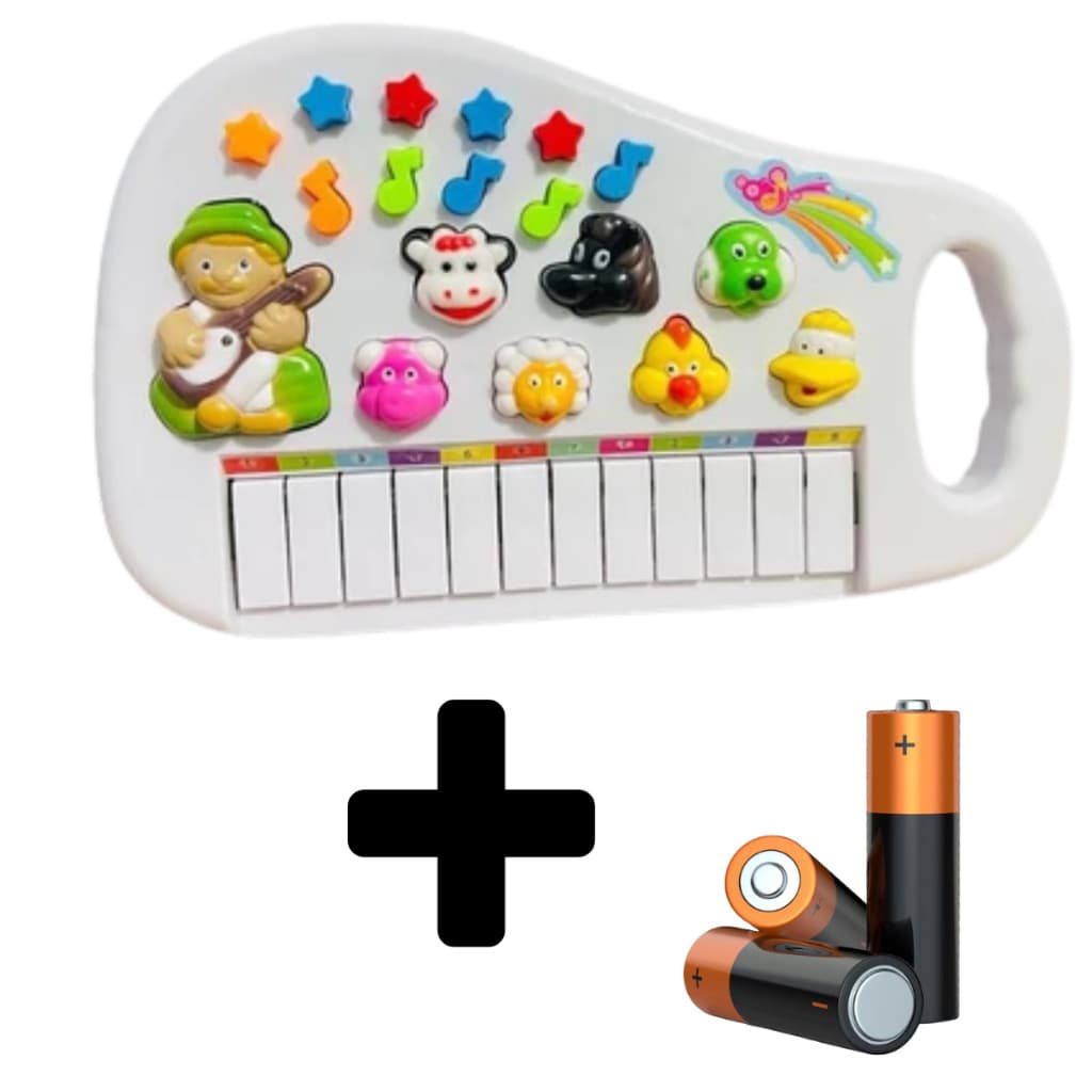 Teclado Piano Infantil de Animais com Sons Brinquedo Educacional Vaquinha