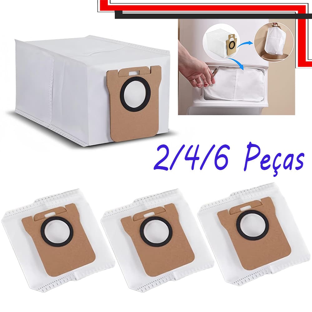 2/4/6 pçs Saco Descartável, para Aspirador de Pó Filtros Acessórios, Saco de pó para Aspirador de pó, Tecido Não