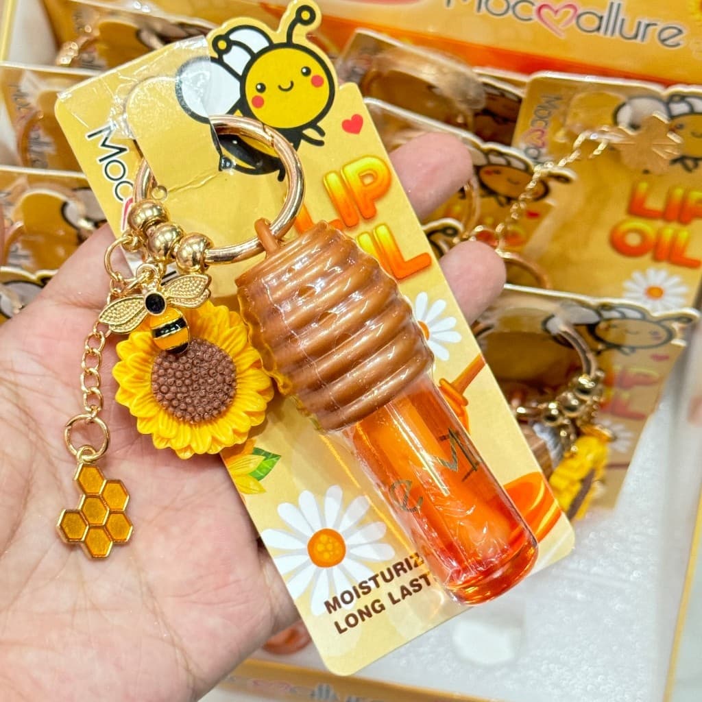 Mel Lip Oil Essence Gloss Transparente Hidratante Glaze Com Chaveiro Pode Ser Pendurado No Saco