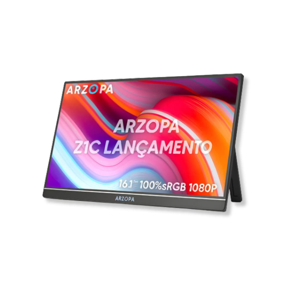 Monitor Portátil Ultra Slim Fino Ips Arzopa Z1c Gamer 16.1 Polegadas 1920x1080p Fhd Full Hd Lcd Hdr Áudio Estéreo Negro