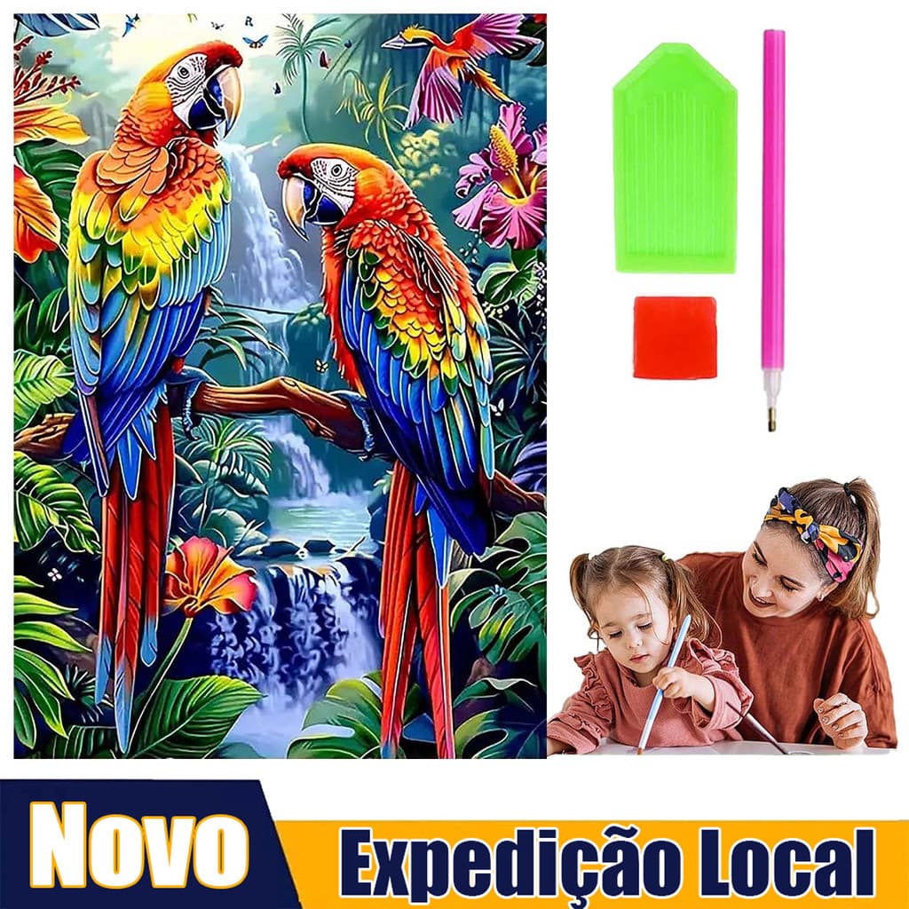 30*40 cm papagaio pintura diamante conjunto 5D diamante arte cheia de diamantes tridimensional ornamentos decorativos