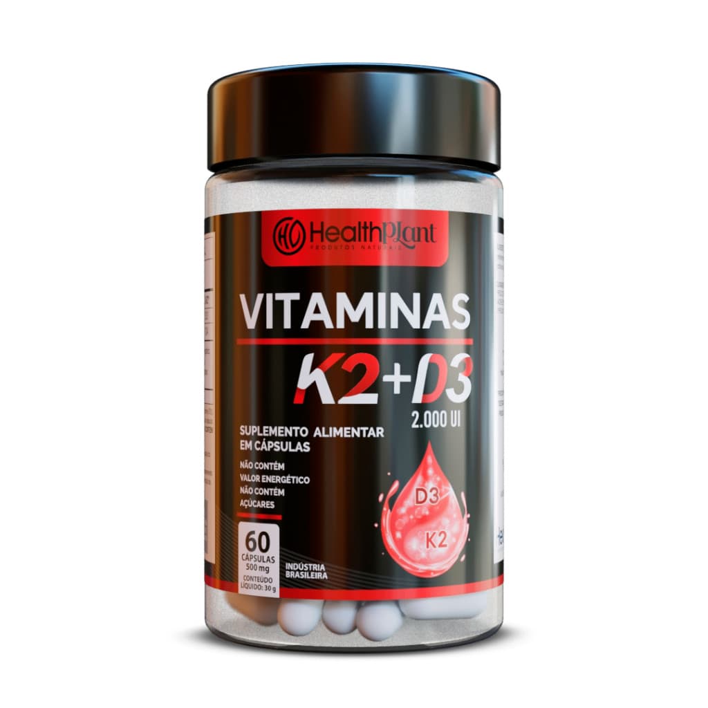 Suplemento em cápsulas  Vitaminas K2 + D3 Vitaminas