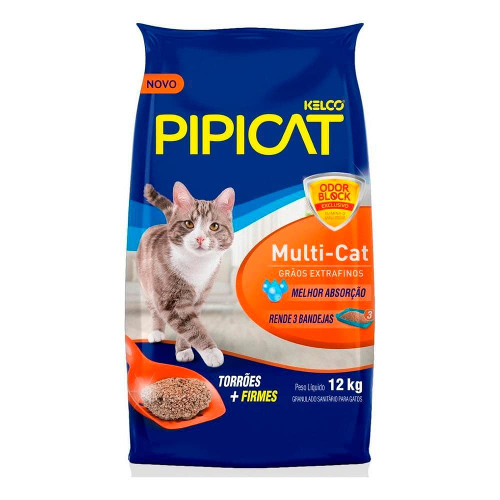 Areia Sanitária Grãos Extrafinos Multi-Cat Kelco 12Kg Pipicat
