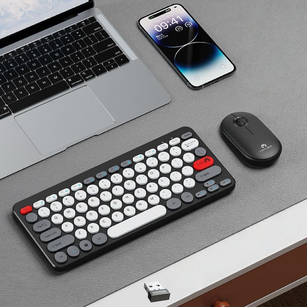 Conjunto de teclado e mouse sem fio 2.4G portátil, combinação de teclado e mouse sem fio ultrafino Alex