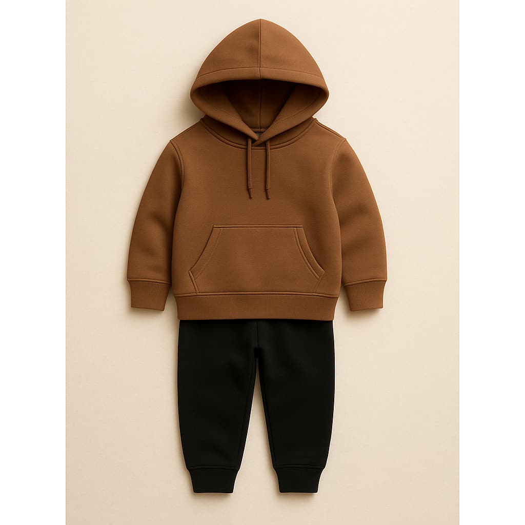 Conjunto Liso Infantil de Moletom Com Capuz e Bolsos Flanedo Grosso Menino e Menina Moletons Kids