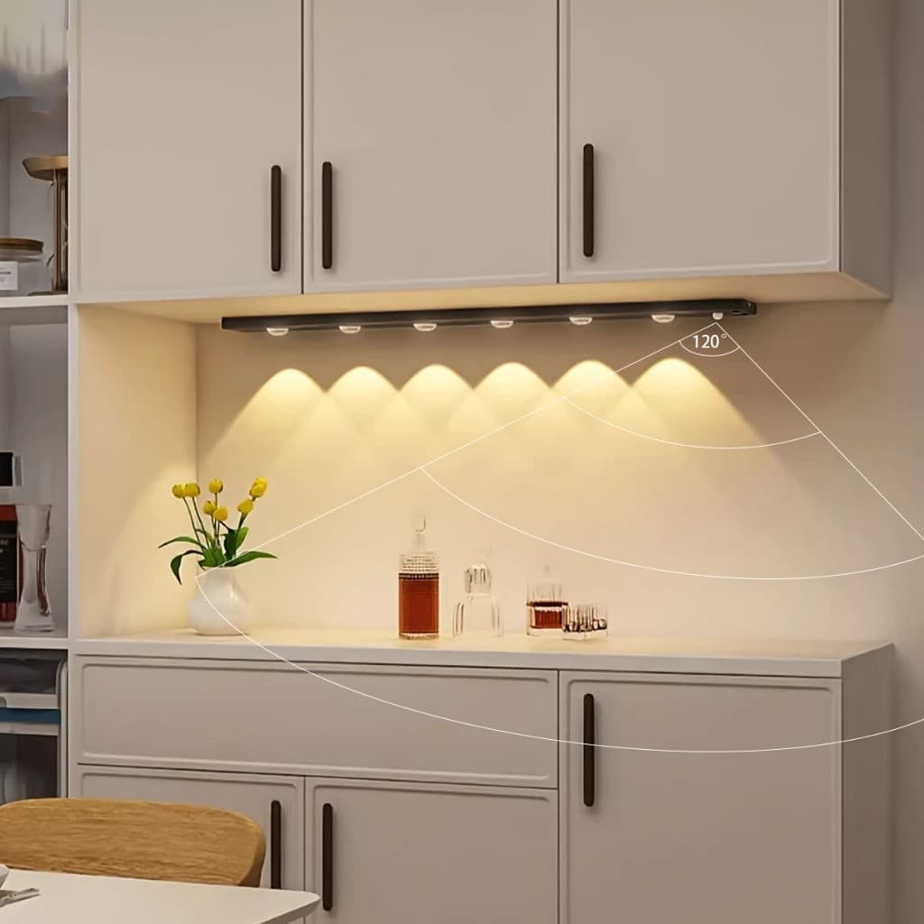 Luz de LED com Sensor para Armário 20-120cm Ultra Fina 3 Cores, Recarregável (Branco/Quente/Natural)-F9