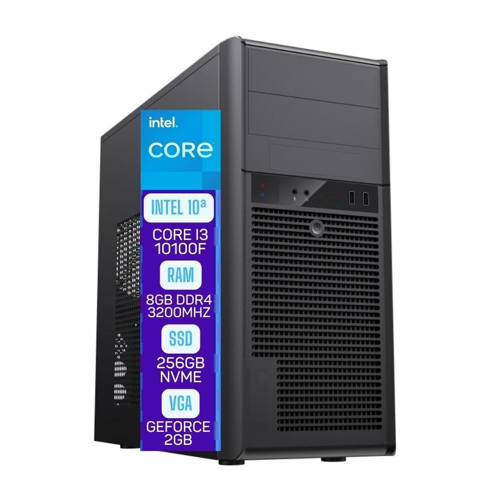 Computador Skill Pro Intel 10ª Geração Core i3 10100F 8GB DDR4 Placa de vídeo Geforce 2GB SSD 256GB SP-009