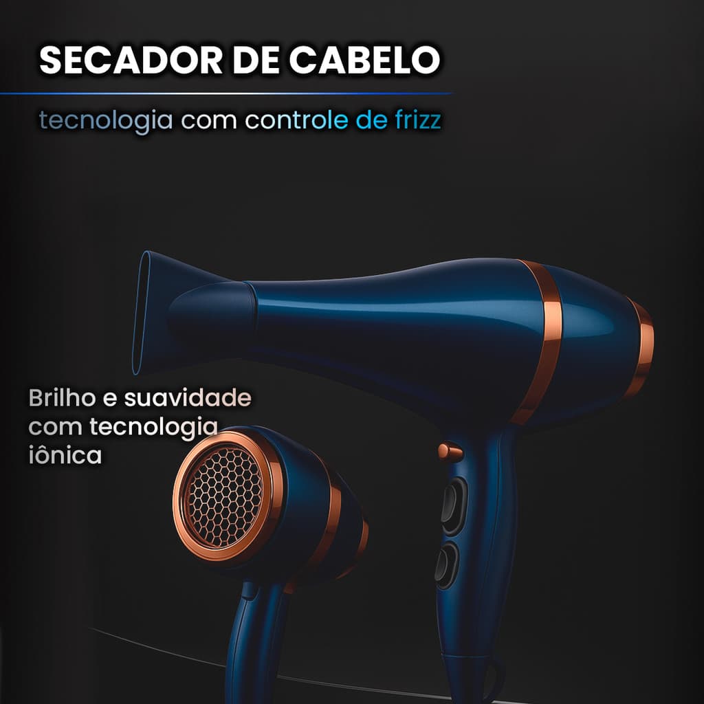 Secador 2000W Para Uso Doméstico e Profissional Com Jato Frio e Modelagem Precisa