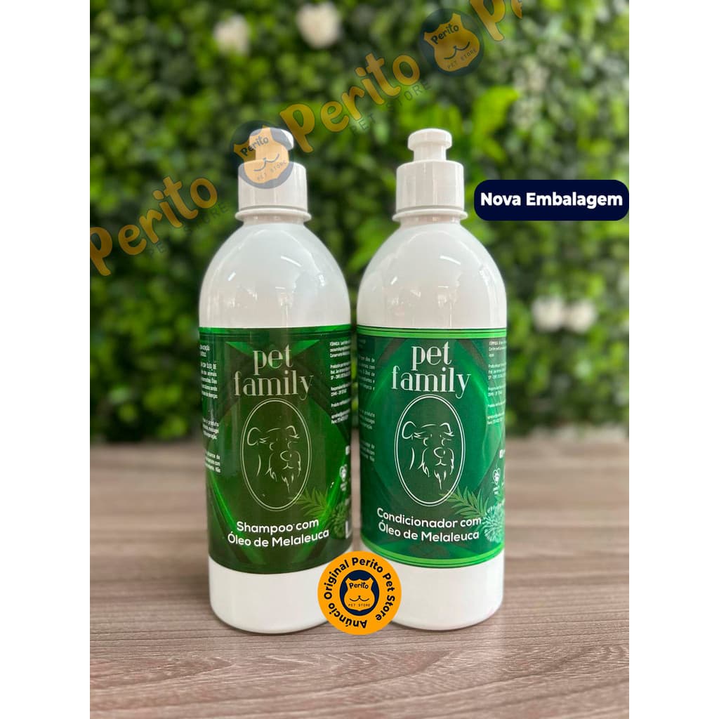 Kit Shampoo + Condicionador Melaleuca Pet Family 500ml Alívio para Coceiras e Peles Sensíveis