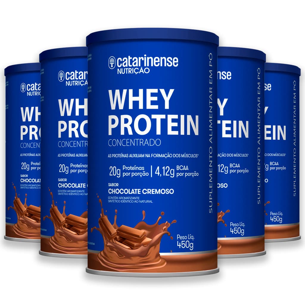 Kit 5 Whey Protein Concentrado Catarinense 450g Chocolate